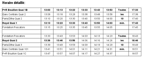 Horaires P+R Bouillon