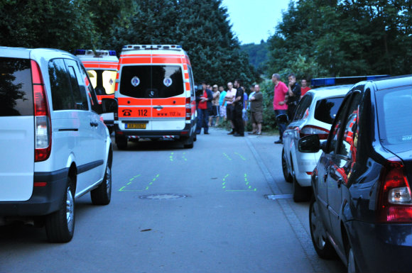 Police et ambulances sur le lieu' de l'accident - Photo : Police Grand Ducale